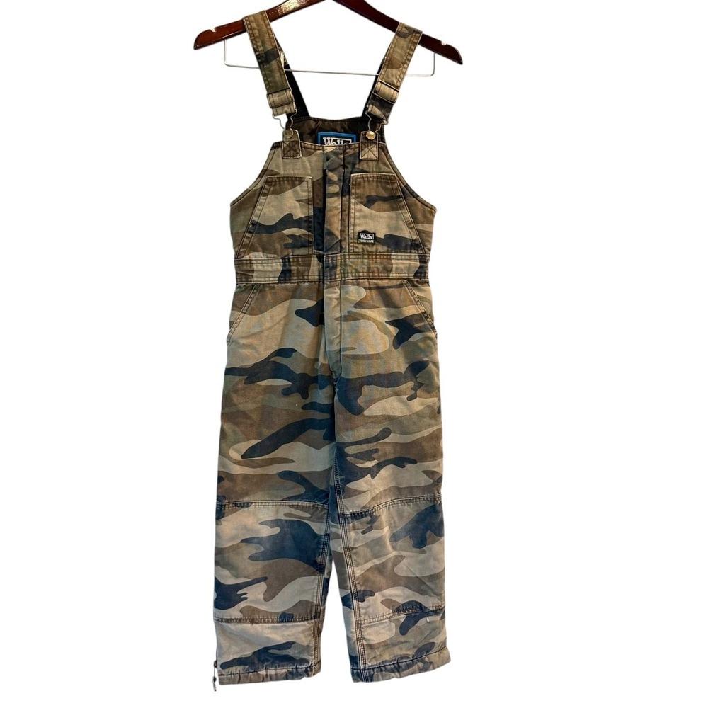 Walls Tough Wear Kidz Grow System YL 12/14 Overalls Camo Insulated Hunting Bibs